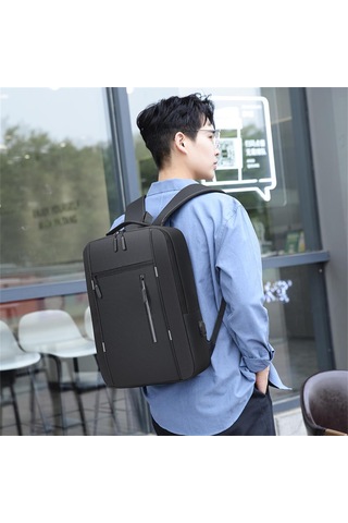 Dianziye Erkekler İçin Usb Şarjlı Su Geçirmez Çanta Seti: Laptop Sırt Çantası, Omuz Çantası Ve El Çantası Siyah