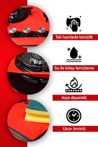 Kumtel Set Üstü Ocak Koruyucu Silikon Mat Kırmızı