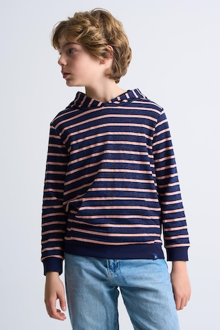 Alexandergardi Alexandergardı Kanguru Cepli Kapüşonlu Çizgili Çocuk Sweatshirt Lacivert