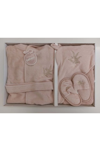 Bebessi %100 Pamuk Bornoz Seti Pudra Pembe Bbss.ppmb.3980 Pembe