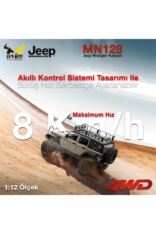 Mn Model Mn128 1/12 Jeep Wrangler Rubicon 4wd Rc Model Crawler Offroad Truck Uzaktan Kumandalı Araba Rtr Gümüş+dahili Işık Seti Mnmodel/mn128-sılver