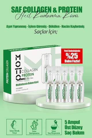 Motto Plus Professional İşlem Görmüş Saçlar Için Dökülmeye Karşı Etkili Acil Kurtarma Bakımı Saf Multivitamin 5'li Ampul