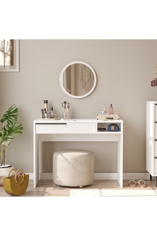 Robin Home Lidya Makyaj Masası Aynalı Çekmeceli Beyaz