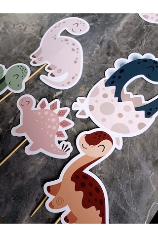 32 Parça Dinozor Temalı Dev Set Çocuk Kutlama Doğum Günü Süsü Banner Pasta Kürdanı Cupcake +0
