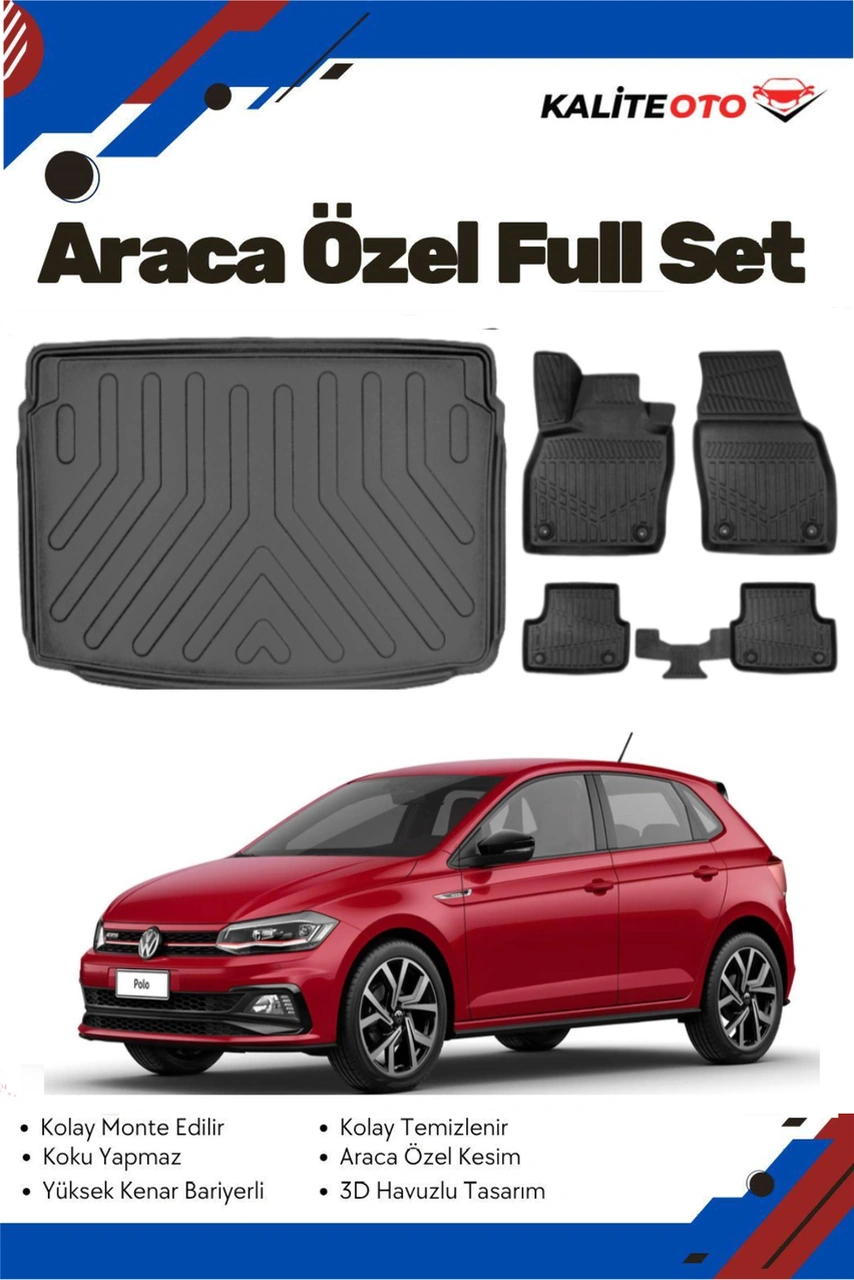 Volkswagen Polo 2024 Model Yumuşak Paspas+üst Bagaj Havuzu Seti