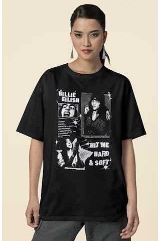 Sevbano Vintage Eskitme Billie Eilish Hit Me Hard And Soft Baskılı Unisex Siyah