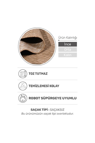 Sierra Halı Jüt Hasır Görünümlü Modern Kilim Ve Yolluk, İnce Bukle Dokuma Bej - Naturel