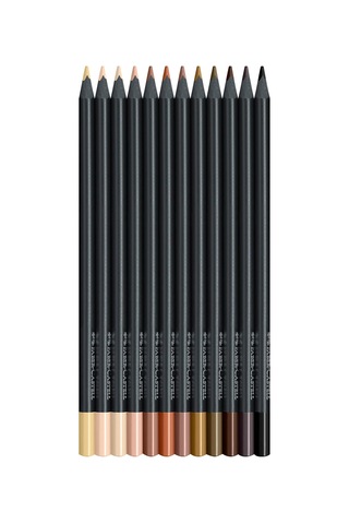 Black Edition Boya Kalemi 12'li Skin Tones, Siyah Lata, Siyah Kağıda Uyumlu, Ergonomik Üçgen Gövde, Ten Renkleri Çok Renkli
