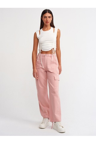 Dilvin Önü Büzgülü Triko Atlet  Ekru