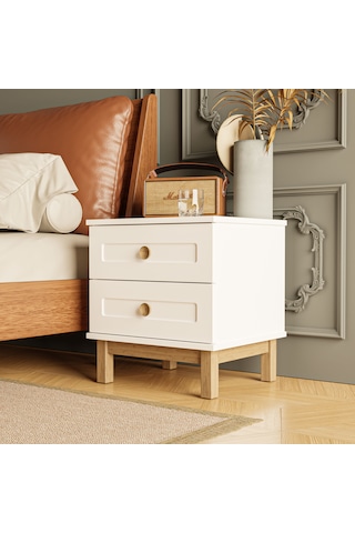 3780 Desa 2 Çekmeceli Mdf Profil Ayaklı Komodin Beyaz - Sepet