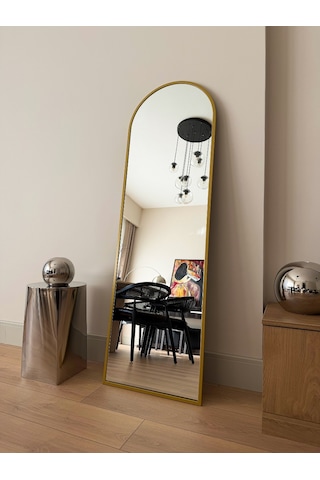 Effe Gold Metal Çerçeveli 160x40 Cm Oval Ayaklı Boy Aynası