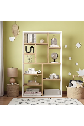 Robin Home Çocuk Genç Odası Kitaplık 124cm Sepet-beyaz Beyaz