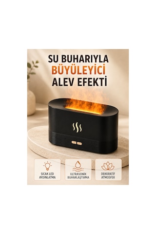 Led Alev Efektli Ha Nemlendirici 9 12 Saat Kullanımlı Aroma Difüzörü
