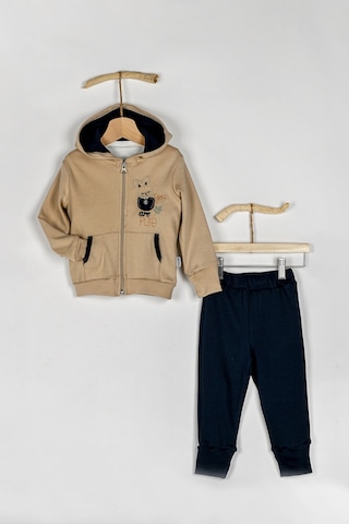 Nono Baby Kapşonlu Erkek - Kız Bebek 3'lü Eşofman Takımı Unisex Çok Renkli