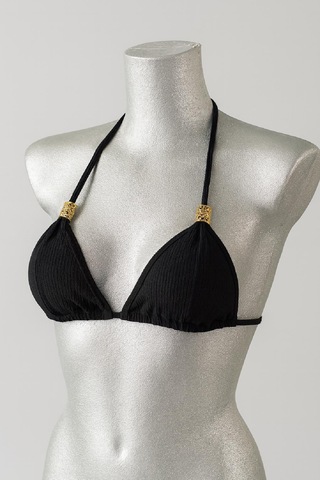 Epilons Zenvial Kadın Siyah Pedli Üçgen Bikini Üstü Halter Bağlamalı Aksesuarlı Zenviall2