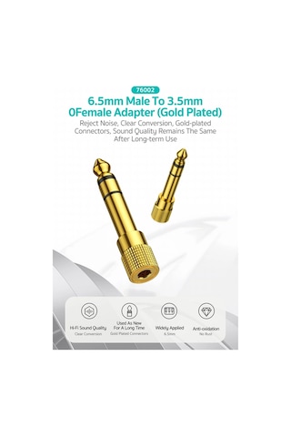 Hi-fi Kayıpsız Ses Altın Kaplama 6.5mm To 3.5mm Jak Adaptörü Amfi Ve Gitar Uyumlu Parazit Önleyici