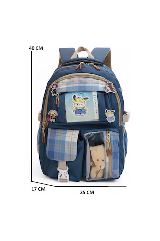 Relaxion 2203-1395 Kore Tarzı Unisex Çocuk Üçlü Set İlkokul Sırt Çantası Lacivert