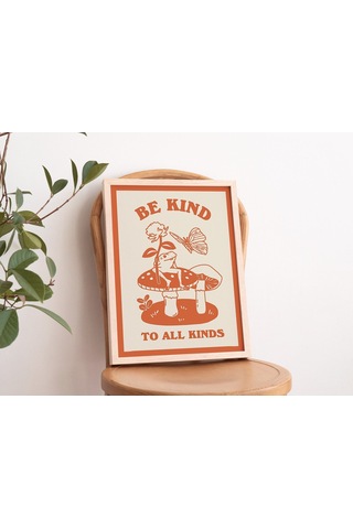 Nazik Olun Duvar, Mantar Dekoru, Sevimli Kurbağa