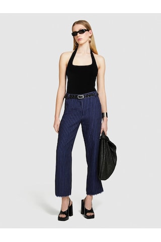 Sisley %100 Keten Paçaları Dikişsiz Düz Paça Çizgisiz Pantolon Kadın Haki Mix Pantolon - 324p4nthlf055