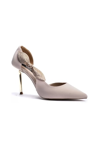 Kuum K25-820 Bej Stiletto 9 Cm Kadın Abiye Ayakkabı Siyah