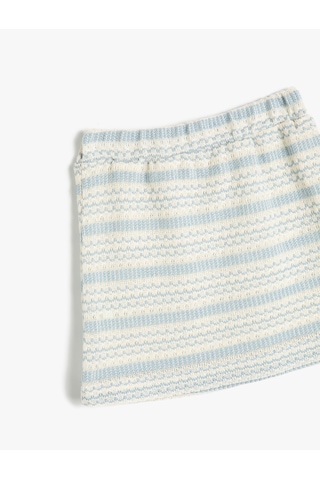 Koton Örme Etek Beli Lastikli Mavi Desenli 5skg70016ak Mavi