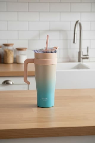 Bambum Horizon - Pipetli Termos Bardak Turkuaz 1000ml Mavi