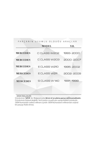 Mercedes E Sinif (W210-W211) Için Sunroof Perde Izgarasi Gri 2'Li 560938083