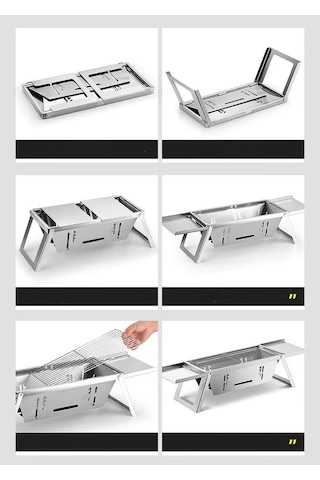 Shufa Taşınabilir Paslanmaz Çelik Mangal / Barbekü Hediye Taşıma Çantası Dahil Gri