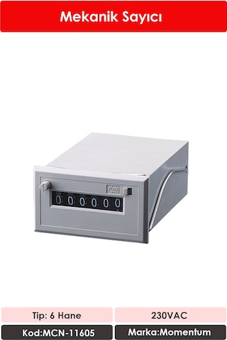 Momentum Mekanik Sayıcı Resetli 6 Hane 230VAC MCN-11605