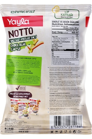 Yayla Notto Sebze Çeşnili Baklagil Cipsi 55 G X12