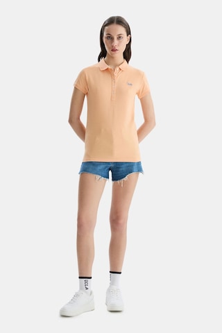 Ucla Shaver Turuncu Polo Yaka Nakışlı Standard Fit Kadın Tshirt Turuncu
