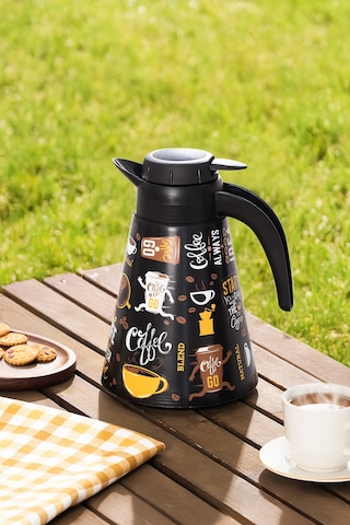 Porsima 161704-006 Desenli 1,2l Konik Termos Sıcak Ve Soğuk İçecek Saklama Termosu Siyah