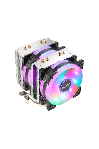 Revenge Cold Frost 602 Kule Tipi 2 Fanlı Rainbow Gaming İşlemci Fanı 4 Bakır Kanallı Cpu Fan Soğutma Sistemi