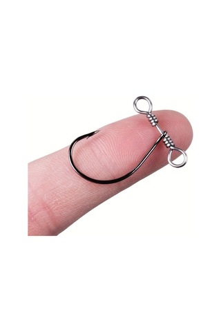 20 Parça Yumuşak Solucan Balıkçılık Kancası - Çift Delikli Dönerli Siyah Kanca