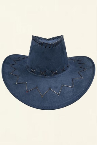 Tezzgelsin Unisex Lacivert Nubuk Kovboy Şapkası Western Country Tarz Kovboy Şapka Lacivert