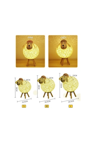 Novahub Led Gece Lambası Koyun İplik Topu Tasarım Abajur Ay Lambası Bebek Odası Lambası Usb Bebek Gece Lambası Yatak Odası Ev İç Mekan Dekoru Pembe