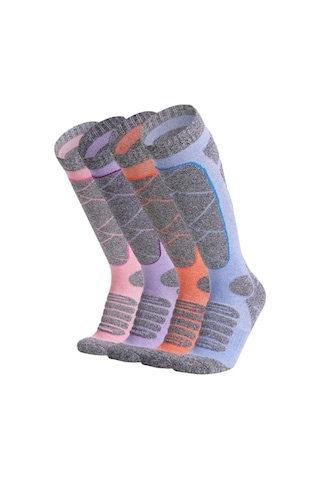 Geeksen Kadınlar İçin Knee-high Kayak Çorabı, Yumuşak Pamuk, Hızlı Kuruyan, Ventile Edici, Kompresyon Sağlar - Mor 35-39 Numara Mor