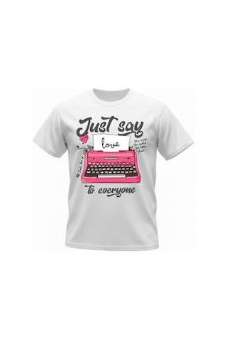 Urbantrendstore Unisex Love Oversize Fit Rahat Geniş Salaş T-shirt Günlük Tişört Beyaz