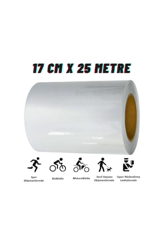 Carub Reflektif Fosforlu Şerit Bant 17 Cm x 25 Metre Beyaz İkaz Bandı BR2405501