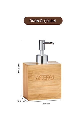 Vienev Bambu Dikdörtgen Sıvı Sabunluk Krom Pompalı 225 Ml Çok Renkli