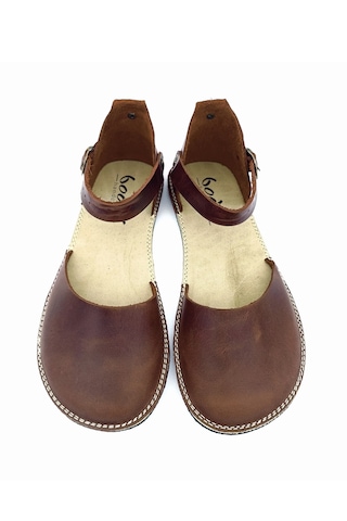 Bodhi Handcraft Kadın Barefoot Hakiki Deri Minimalist Günlük Sandalet El İmalatı Koyu Kahverengi