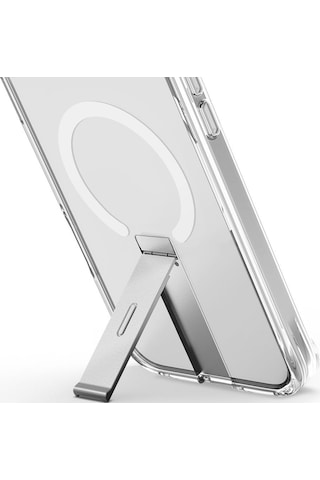 Apple Uyumlu iPhone 16 Pro Max Kılıf Eleva Serisi Standlı Magsafe Özellikli Magclick Premium Kılıf Clear