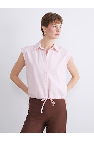 Lcwaıkıkı Classic Pembe Beli Bağlamalı Kadın Gömlek