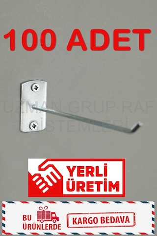 Uzmangrupraf Uzman Grup Raf Vidalı Kanca-Kanca-Raf Aksesuarı-100'Lü Paket