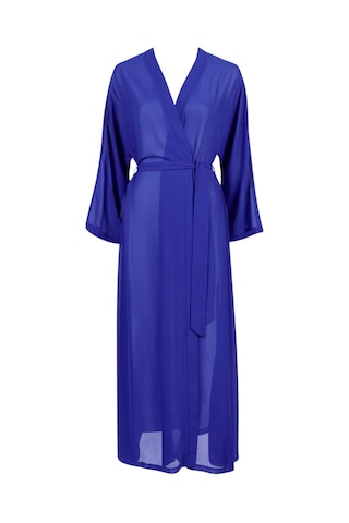 Aubade Beach Walk Kimono, Uzun Kollu, Derin Dekolteli, Hafif Plaj Üstlüğü Mavi