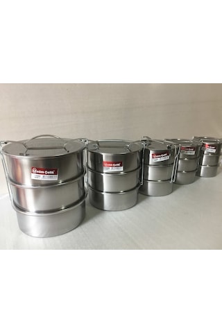 3 Lü Sefer Tası - 5 Numara - Krom Çelik - En Büyük Boy Çok Renkli
