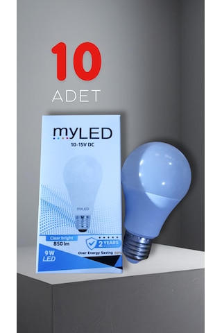Myled 12v 9w E27 Beyaz Led Ampul 10 Adet