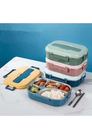 Moveevo Yeşil 4 Bölmeli + Kase 1.5l 304 Çelik Yemek Kutusu, Lehimli, Isı Saklayan, Günlük Kullanim Icin, Beste Içerir Çok Renkli