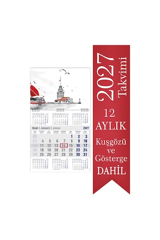 2027 7 Aylık Gemici Takvimi Denizci Duvar Takvimi 33 x 57 CM