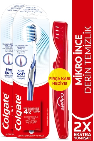 Colgate Mikro İnce Gelişmiş Derin Temizlik Ekstra Yumuşak Diş Fırçası 2'li + Fırça Kabı